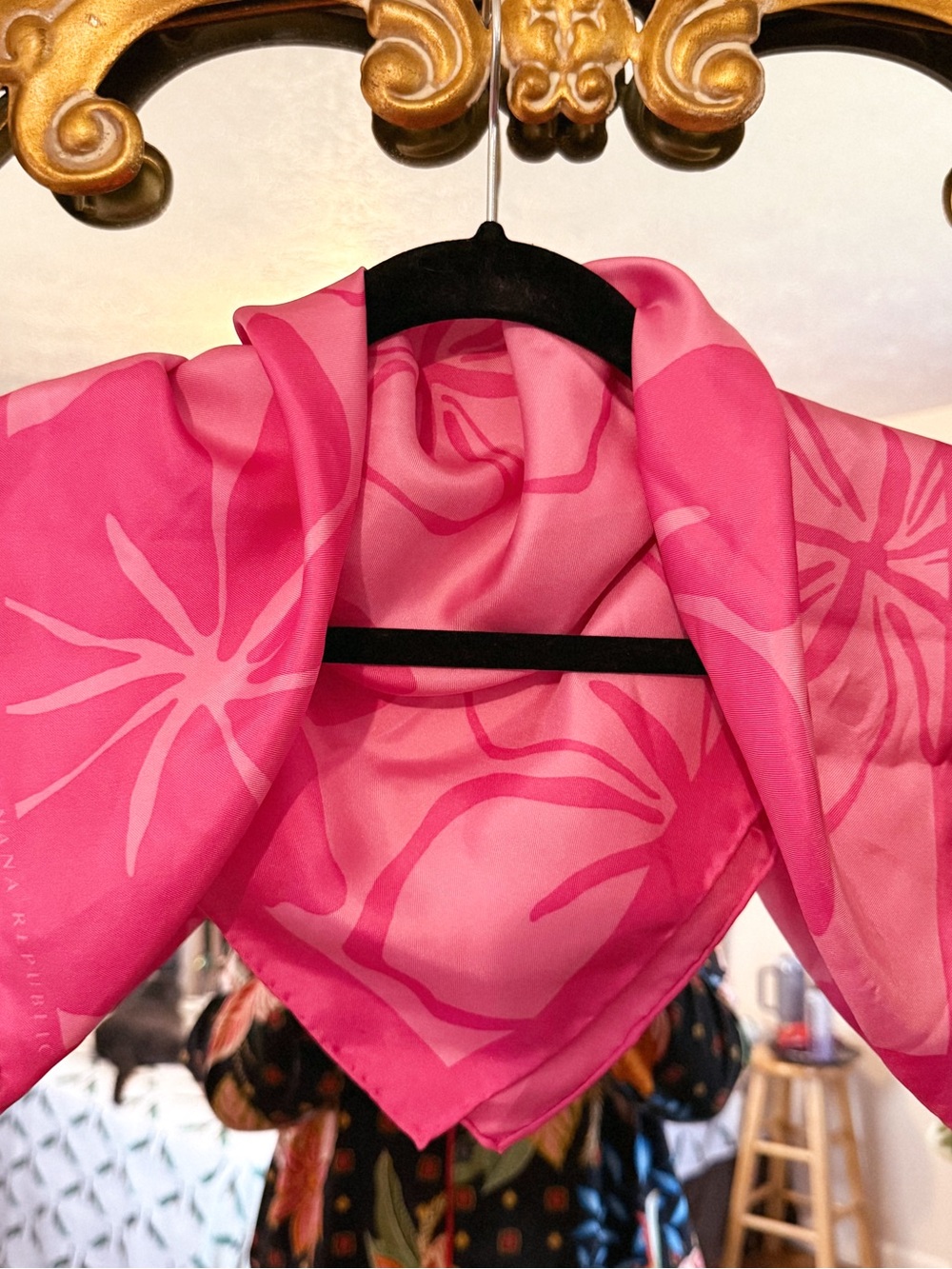 Banana Republic pink hibiscus print scarf